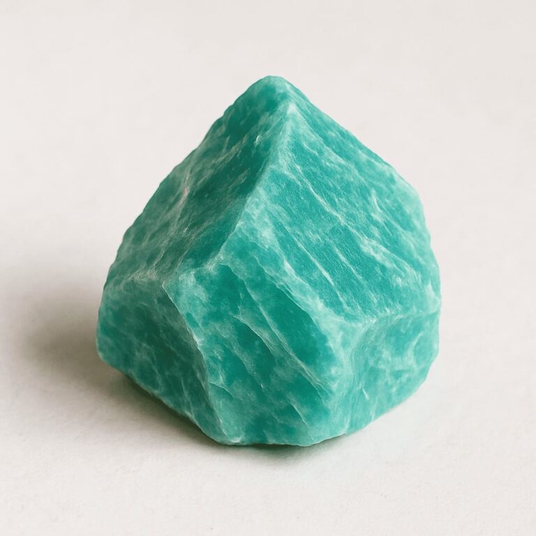 Grünlich-blauer Amazonit-Rohstein mit matter Oberfläche – steht für emotionale Balance, Gelassenheit und herzliche Kommunikation