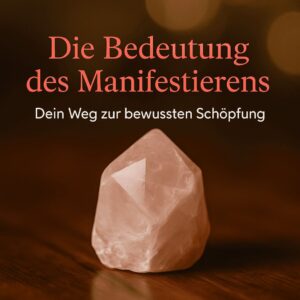 Frau meditiert im Lichtschein mit Symbolen für Manifestation und Energiefluss – Symbolbild für bewusste Schöpfung
