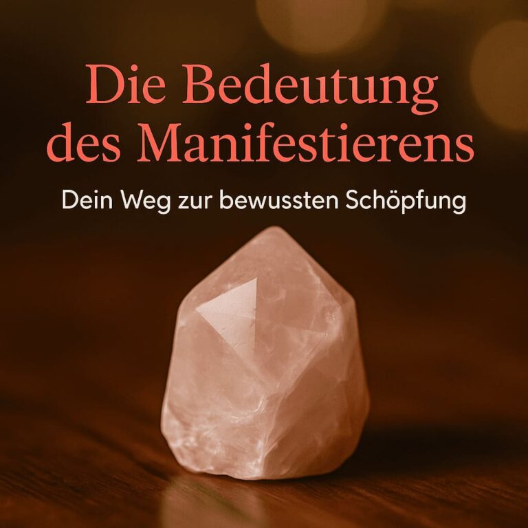Frau meditiert im Lichtschein mit Symbolen für Manifestation und Energiefluss – Symbolbild für bewusste Schöpfung
