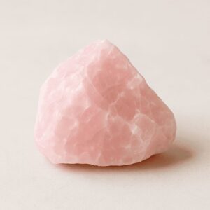 Zartrosafarbener Rosenquarz-Rohstein auf hellem Hintergrund – steht für Selbstliebe, Heilung und Herzenergie